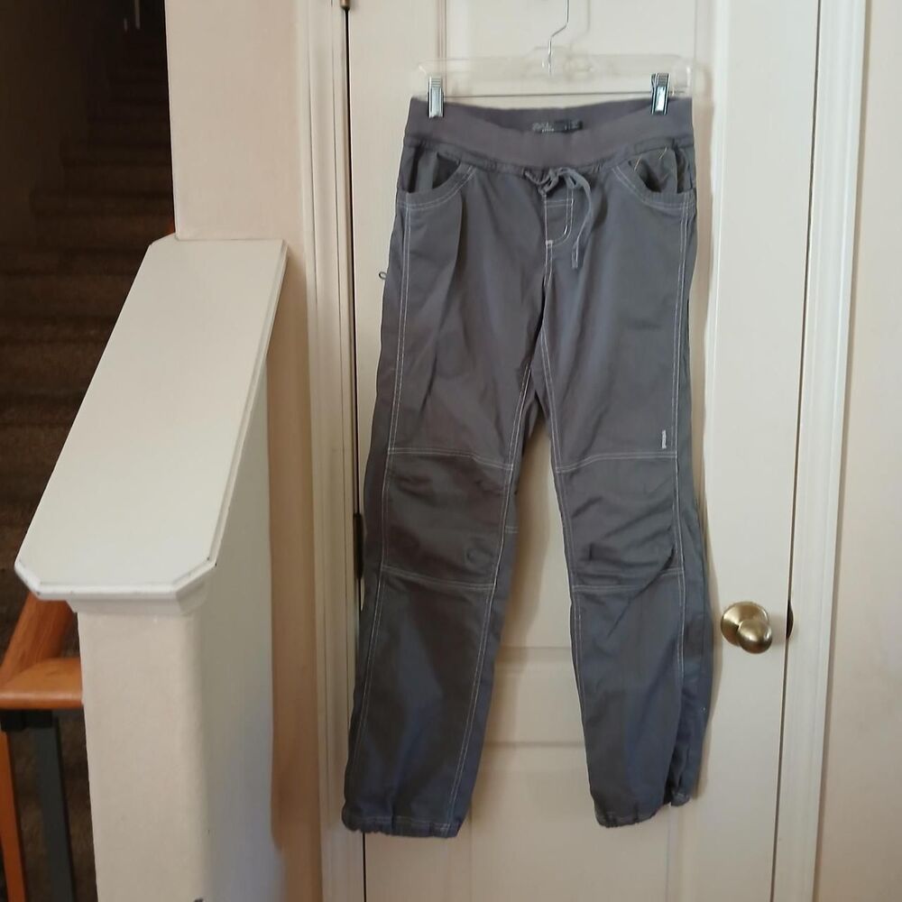 prAna Kanab Joggers Double Knee Organic Cotton Blend Gray Hiking Pants S Granola